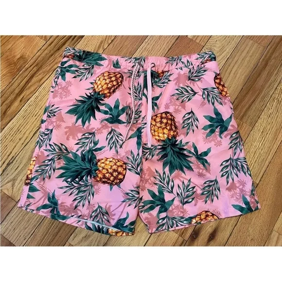 Surf Society Swimwear Pink Pineapple Board Surf Swim Shorts Men’s Size XL - Picture 1 of 14